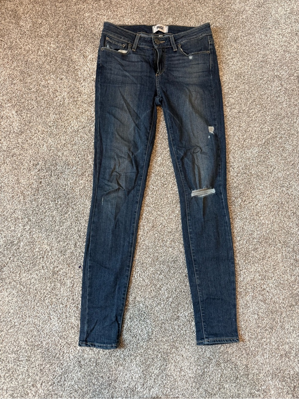 PAIGE Indigo Skinny Jeans with Light Distressing